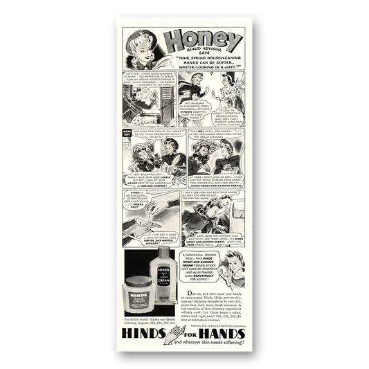 1941 Hinds for Hands Honey Beauty Advisor Vintage Magazine Print Ad