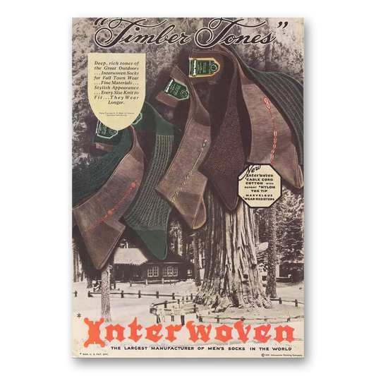 1941 Interwoven Socks Timber Tones Vintage Magazine Print Ad