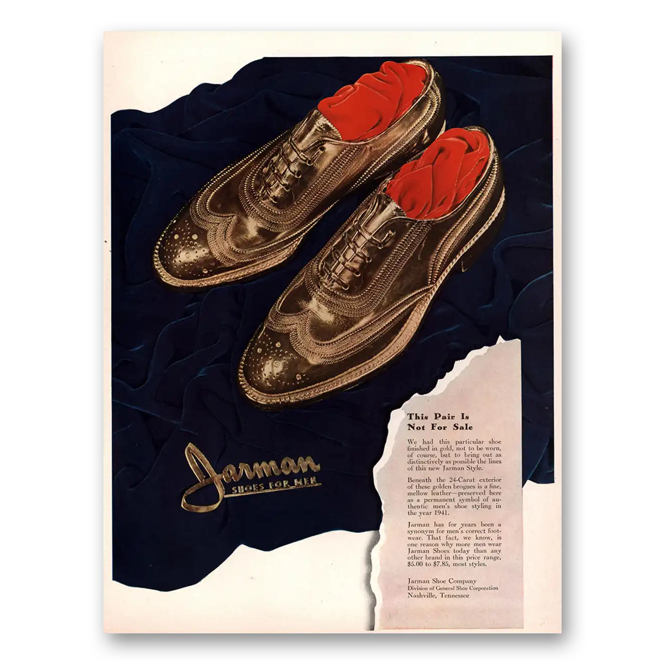 1941 Jarman Shoes This Pair Is Not for Sale Vintage Magazine Print Ad