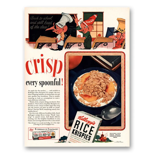 1941 Rice Krispies Cereal Snap Crackle Pop Vintage Magazine Print Ad