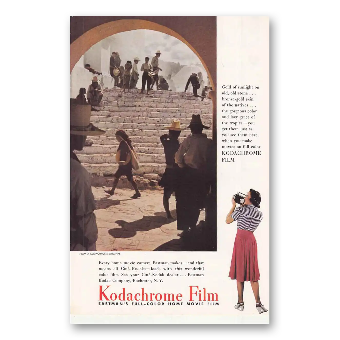 1941 Kodachrome Film Gold of Sunlight Vintage Magazine Print Ad