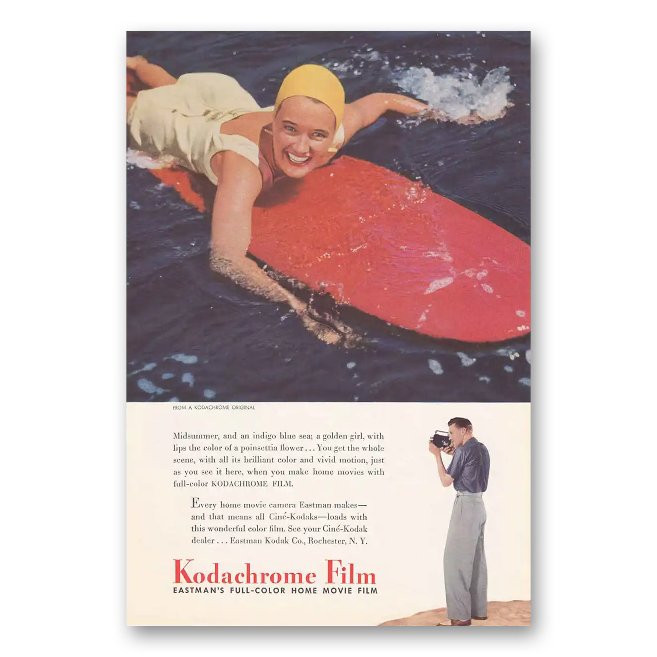 1941 Kodachrome Film Surfer Midsummer Vintage Magazine Print Ad