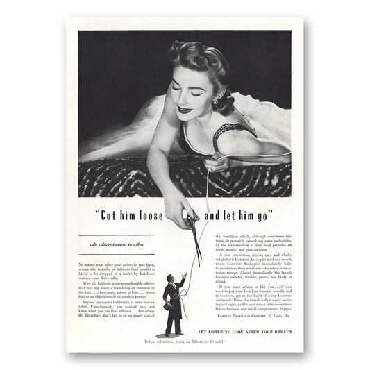 1941 Listerine Cut Him Loose and Let Him Go Vintage Magazine Print Ad