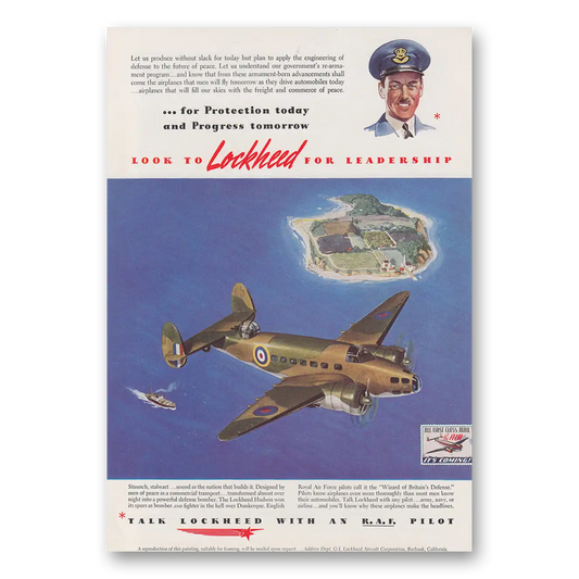 1941 Lockheed Hudson Let Us Produce Without Slack Vintage Magazine Print Ad