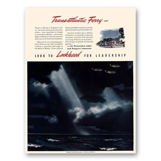 1941 Lockheed Hudson Transatlantic Ferry Vintage Magazine Print Ad