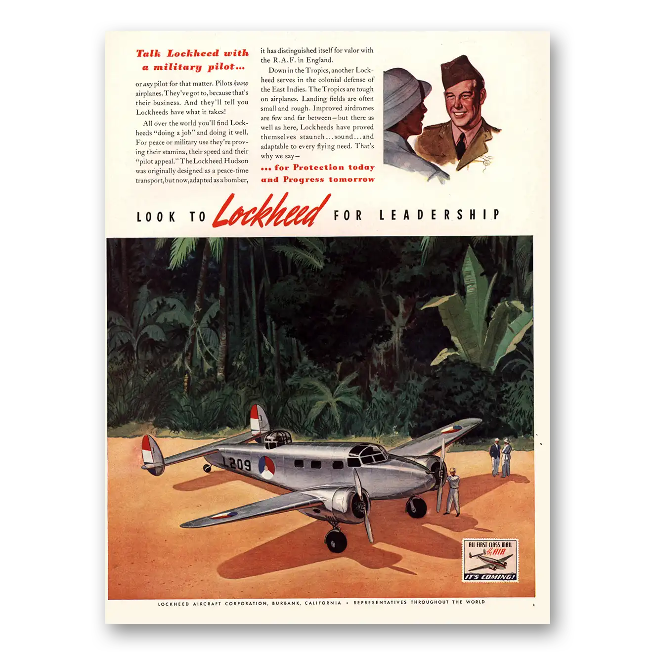 1941 Lockheed Hudson Talk Lockheed Military Pilot Vintage Magazine Print Ad