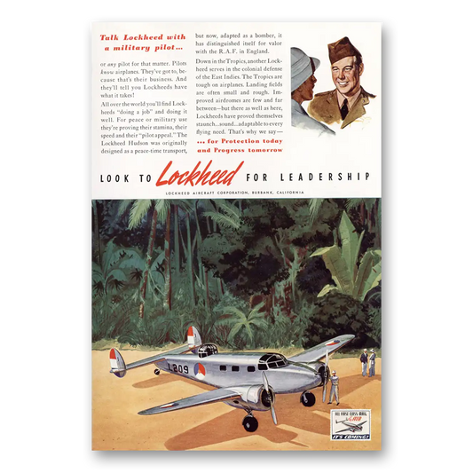 1941 Lockheed Hudson Talk Lockheed With a Military Pilot Vintage Magazine Print Ad