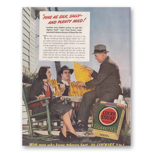 1941 Lucky Strike Cigarettes Fine As Silk Sally Vintage Magazine Print Ad