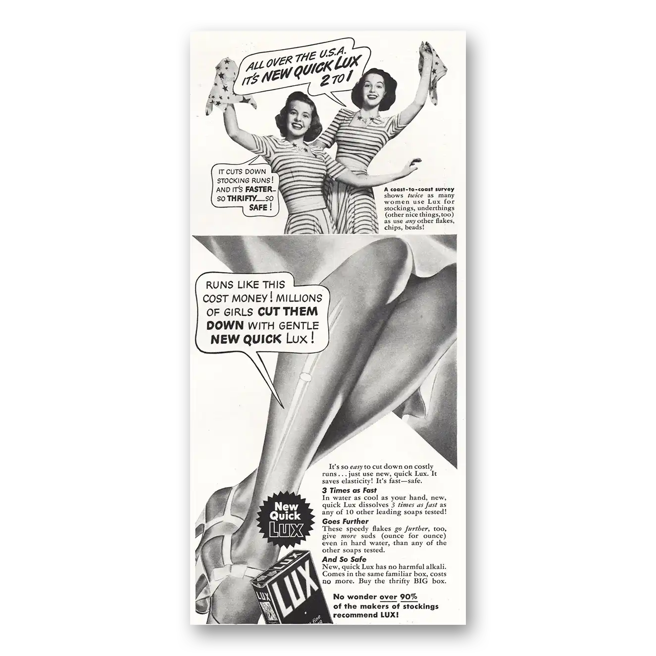 1941 Lux Soap Millions of Girls Cut Them Down Vintage Magazine Print Ad