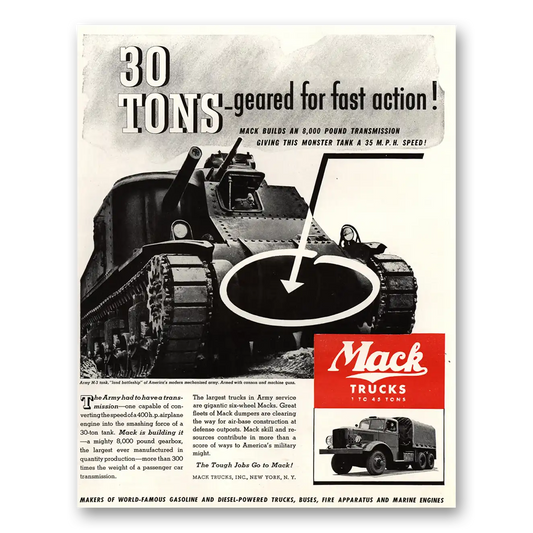 1941 Mack Trucks Geared for Fast Action Vintage Magazine Print Ad