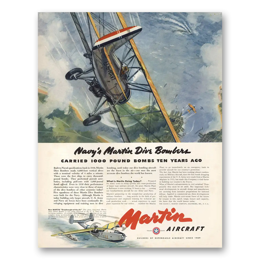 1941 Martin Dive Bombers Navys Martin Dive Bombers Vintage Magazine Print Ad