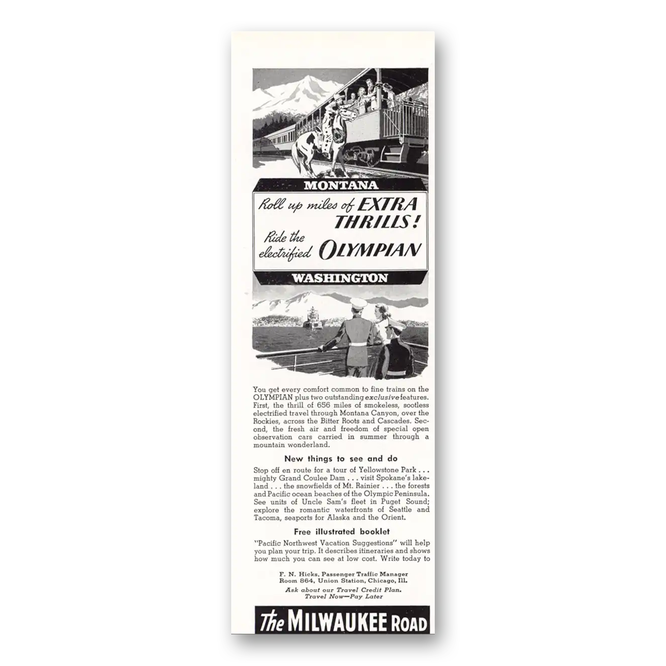 1941 Milwaukee Road Electrified Olympian Vintage Magazine Print Ad