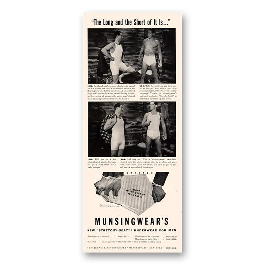 1941 Munsingwear Undergarments Long and Short of It Is Vintage Magazine Print Ad