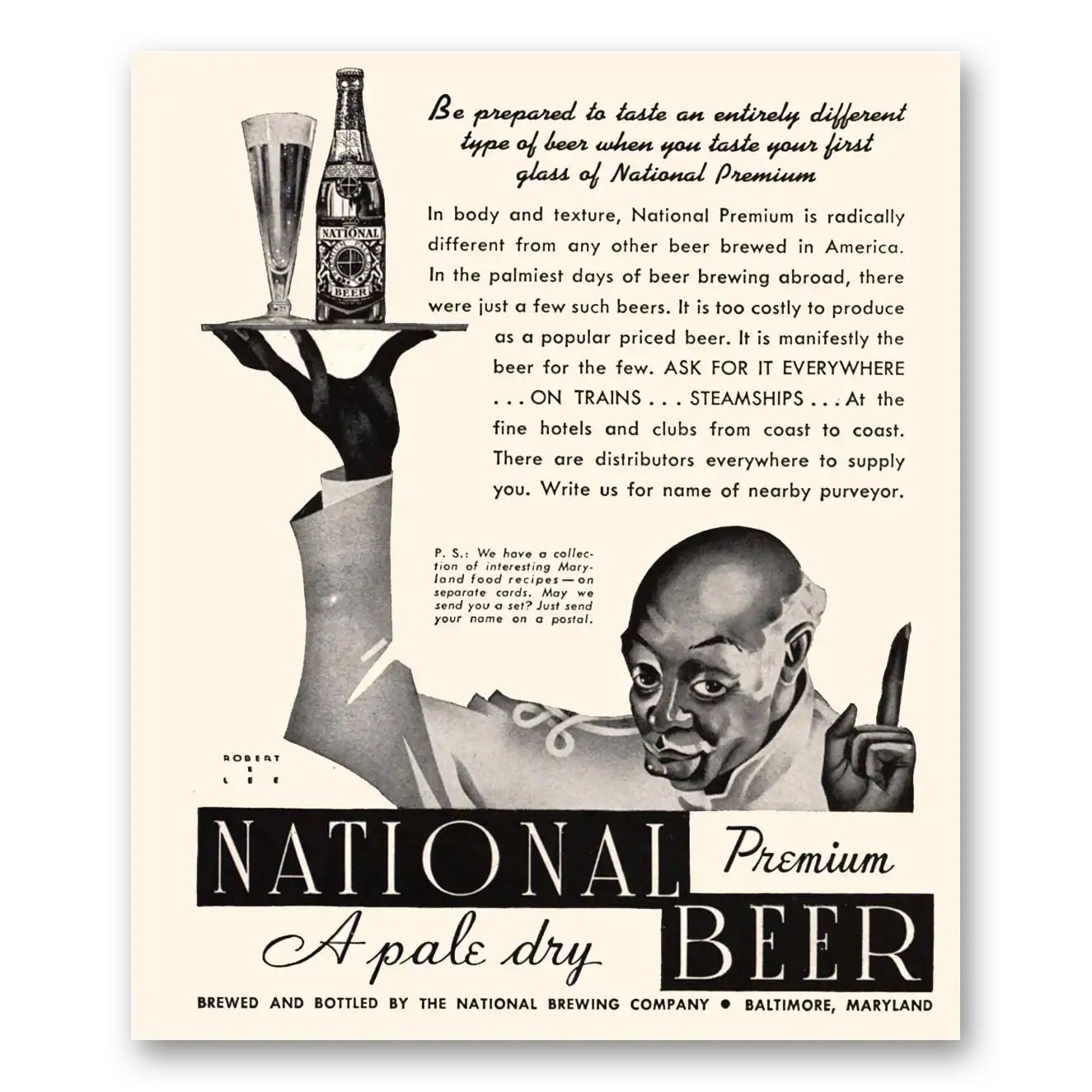 1941 National Beer National Premium Beer A Pale Dry Vintage Magazine Print Ad