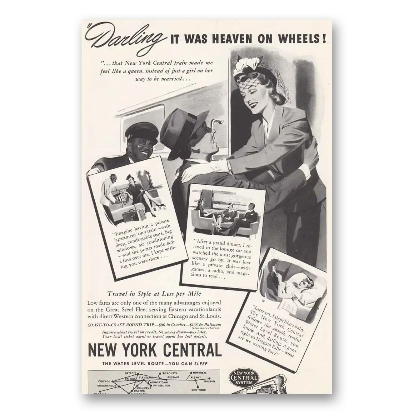 1941 New York Central Heaven on Wheels Vintage Magazine Print Ad