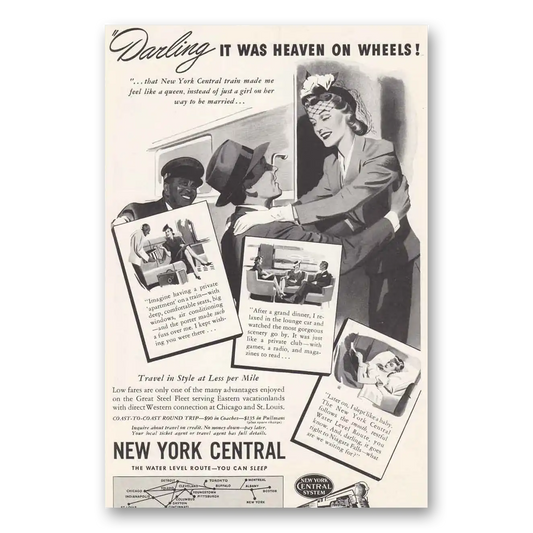 1941 New York Central Heaven on Wheels Vintage Magazine Print Ad