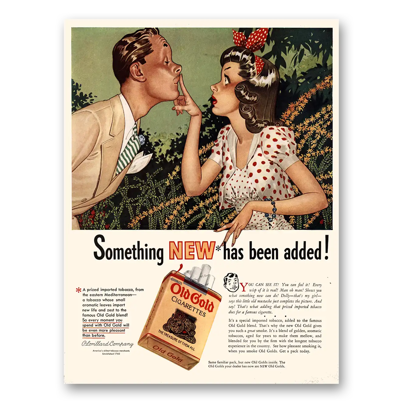 1941 Old Gold Cigarettes Something New Has Been Added Vintage Magazine Print Ad