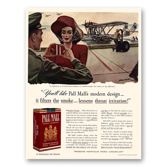 1941 Pall Mall Cigarettes Naval Patrol Planes Vintage Magazine Print Ad