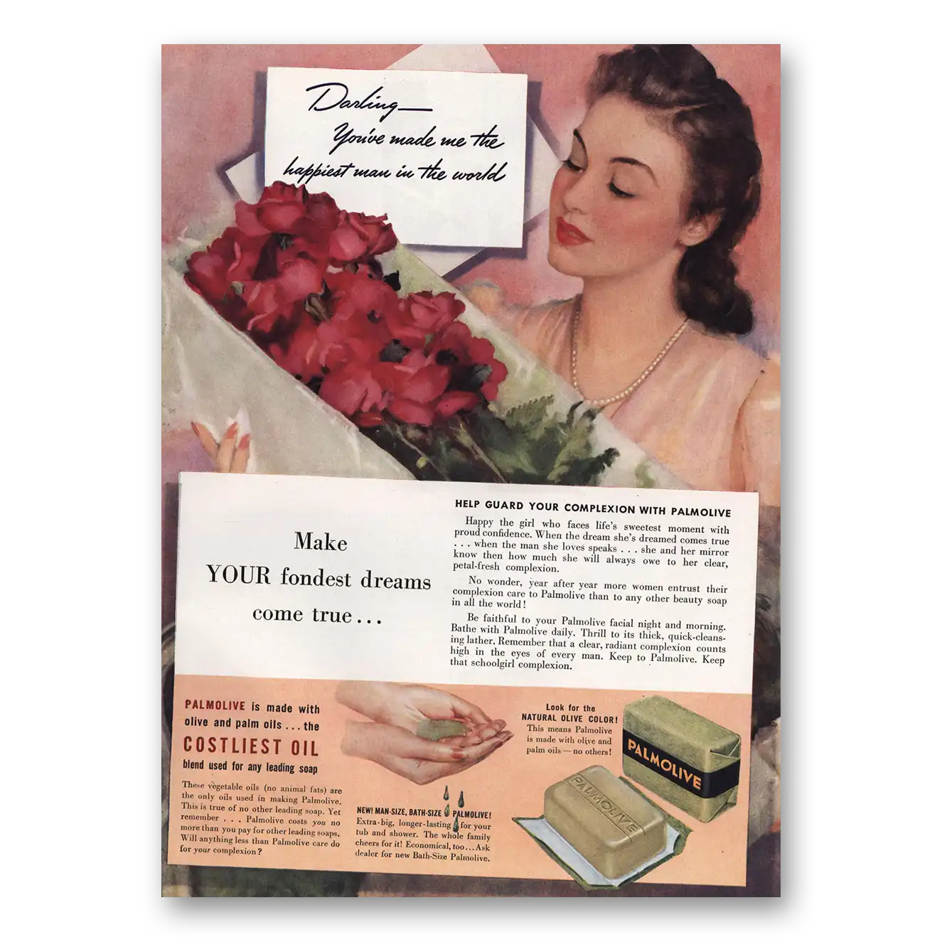 1941 Palmolive Soap Made Me Happiest Man Vintage Magazine Print Ad