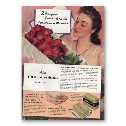 1941 Palmolive Soap Made Me Happiest Man Vintage Magazine Print Ad