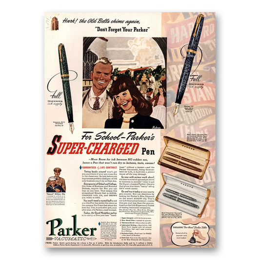 1941 Parker Vacumatic Pen School Super Charged Vintage Magazine Print Ad