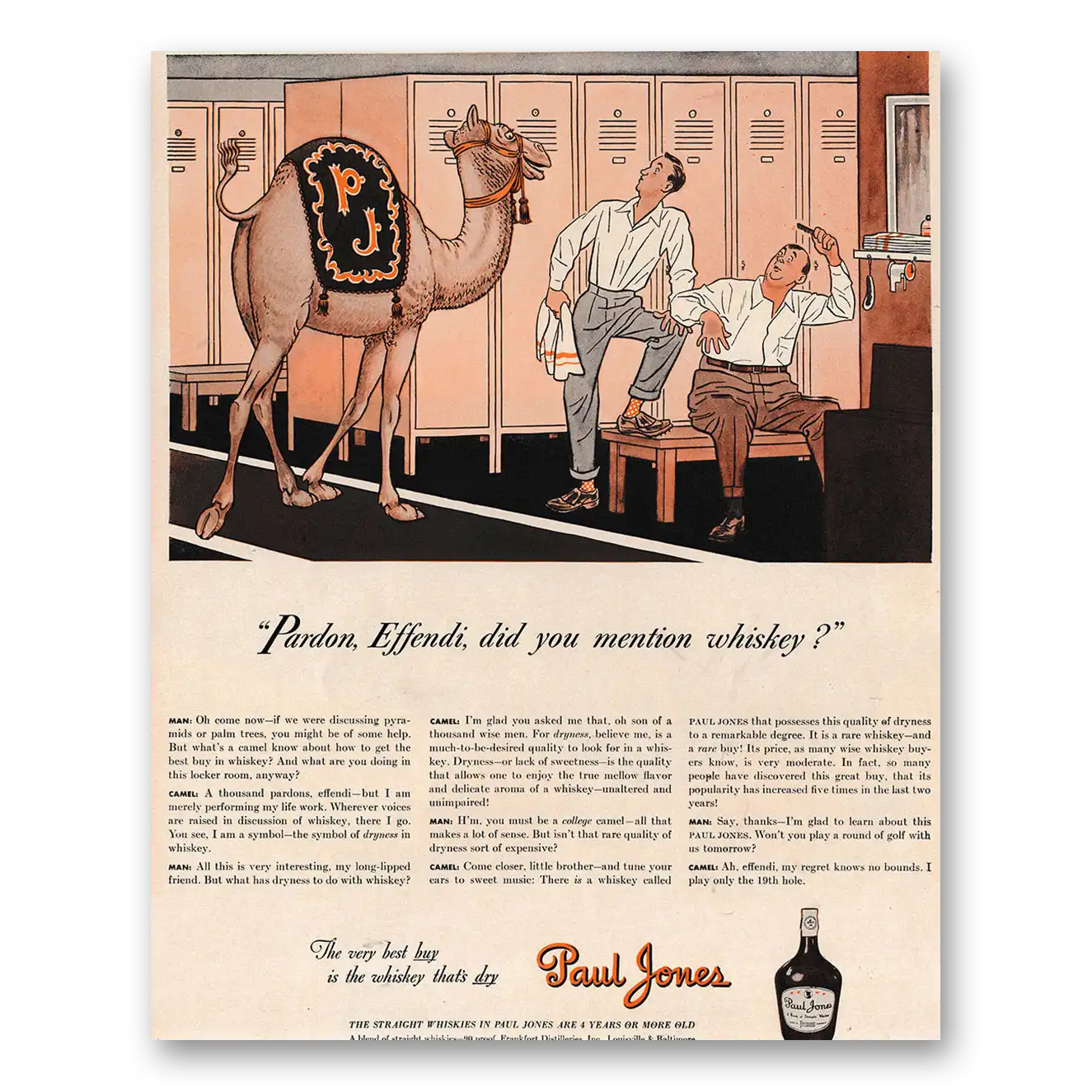 1941 Paul Jones Whiskey Pardon Effendi Vintage Magazine Print Ad