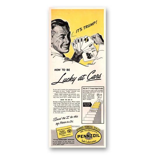 1941 Pennzoil Trump Lucky at Cars Vintage Magazine Print Ad