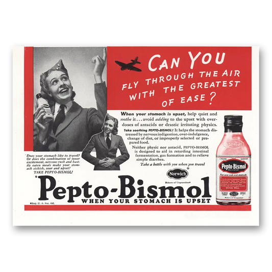 1941 Pepto Bismol Can You Fly Through the Air Greatest of Ease Vintage Magazine Print Ad