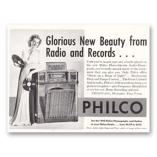 1941 Philco Radio Glorious New Beauty Vintage Magazine Print Ad