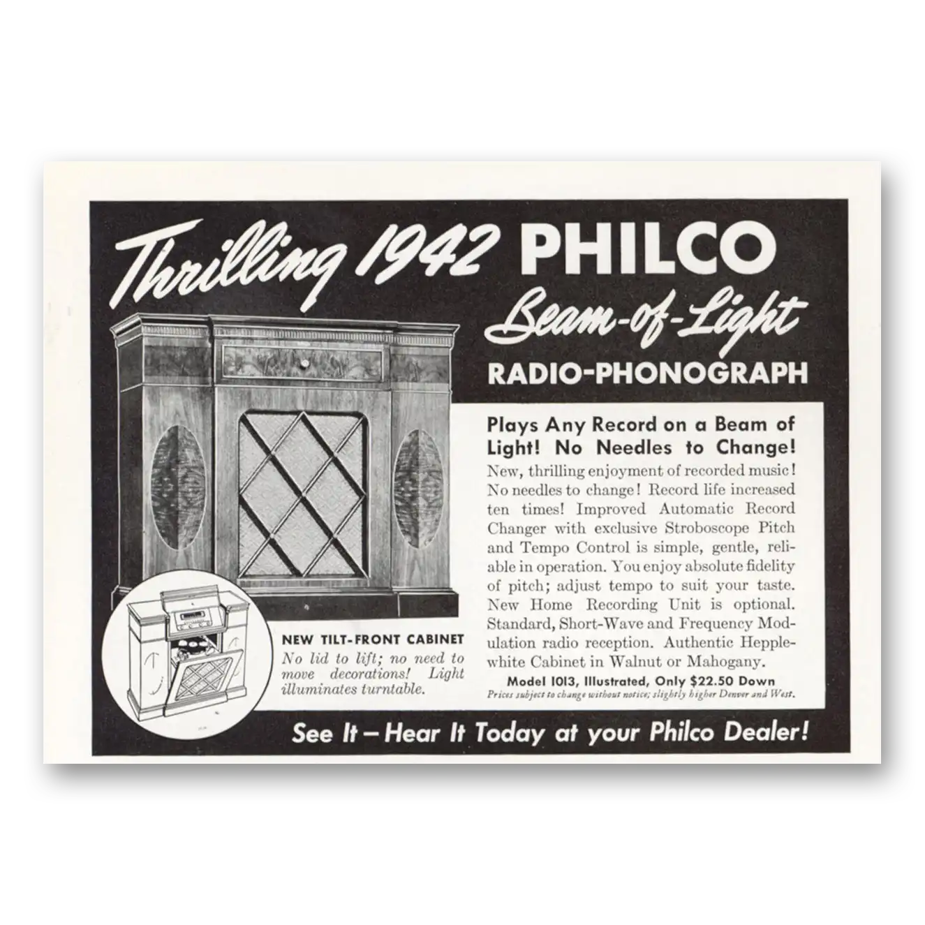 1941 Philco Radio Thrilling Beam of Light Vintage Magazine Print Ad