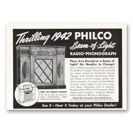 1941 Philco Radio Thrilling Beam of Light Vintage Magazine Print Ad