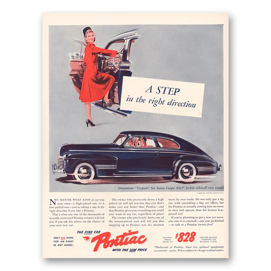 1941 Pontiac Torpedo Six Step In the Right Direction Vintage Magazine Print Ad