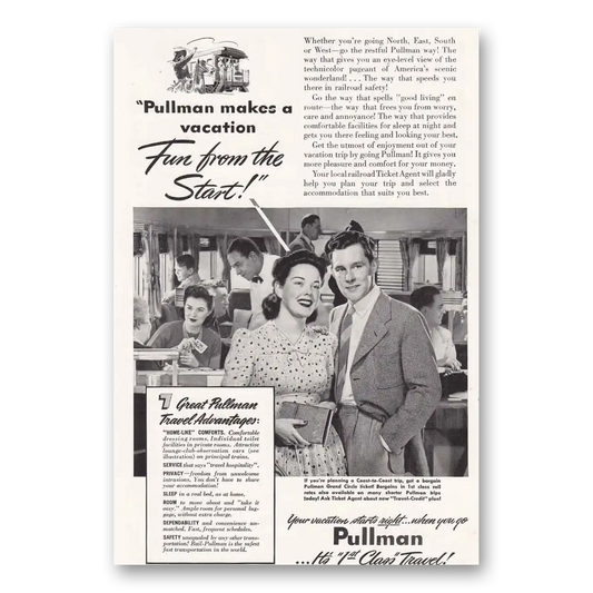 1941 Pullman Fun From the Start Vintage Magazine Print Ad