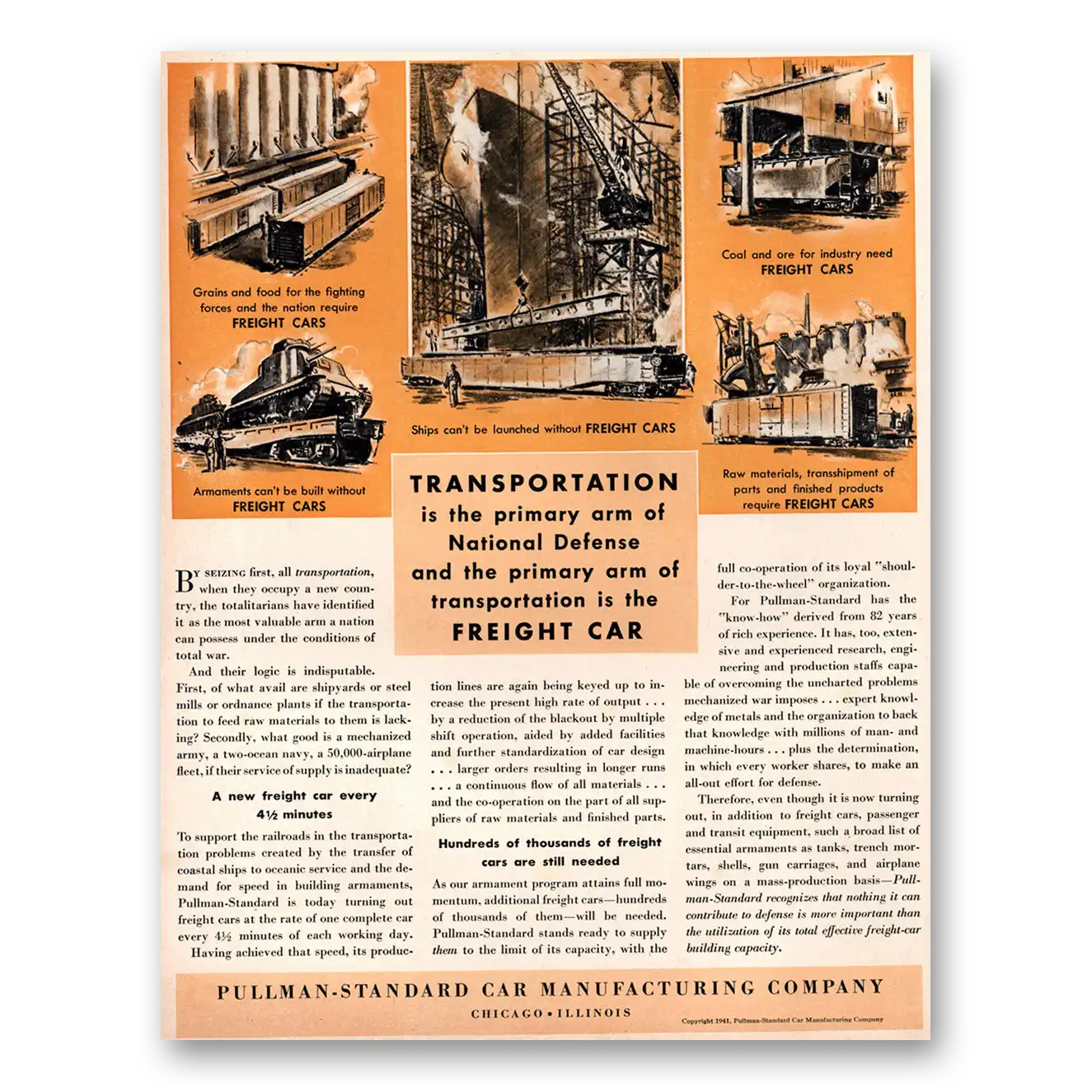 1941 Pullman Primary Arm of National Defense Vintage Magazine Print Ad