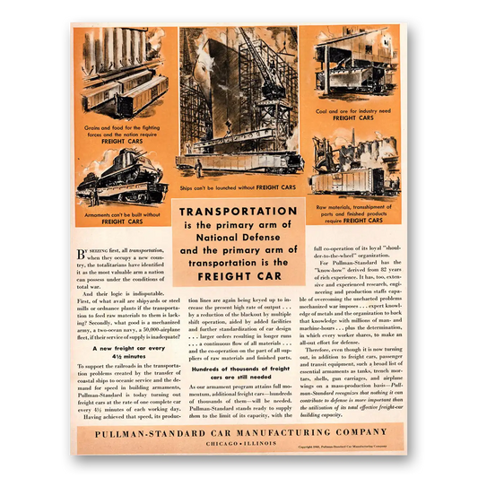 1941 Pullman Primary Arm of National Defense Vintage Magazine Print Ad