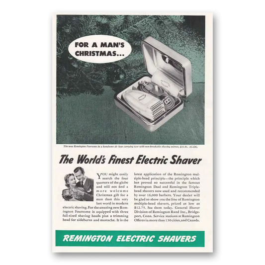 1941 Remington Electric Shavers Mans Christmas Vintage Magazine Print Ad