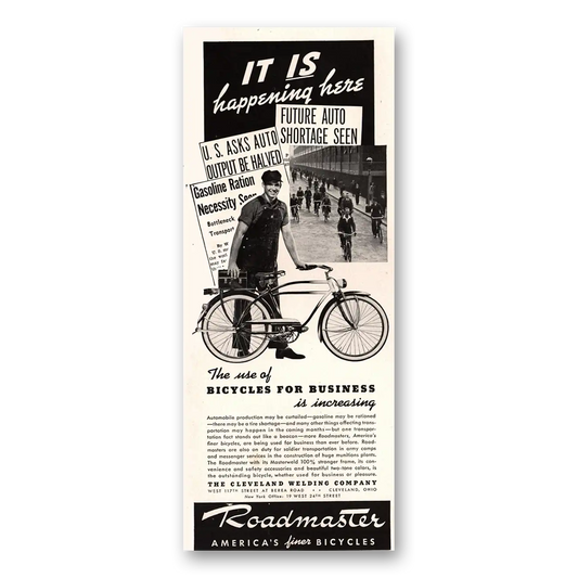 1941 Roadmaster Bicycles Happening Here Vintage Magazine Print Ad