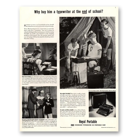 1941 Royal Typewriter End of School Vintage Magazine Print Ad