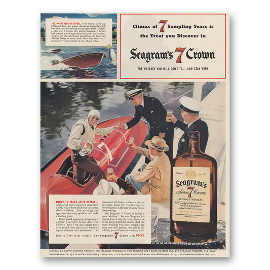 1941 Seagrams 7 Crown Whiskey Climax of 7 Sampling Years Vintage Magazine Print Ad