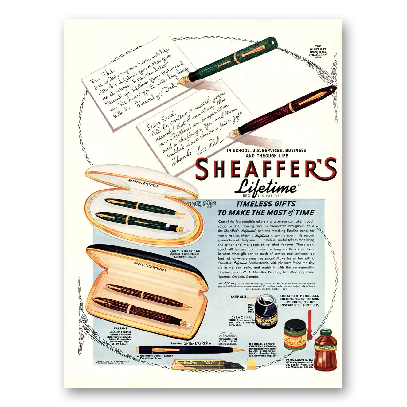 1941 Sheaffers Lifetime Pen Written My Own Career and Life Vintage Magazine Print Ad