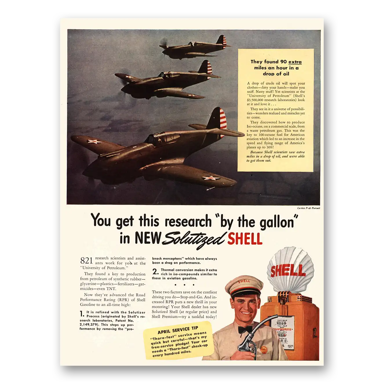 1941 Shell Gasoline Found 90 Extra Miles an Hour Vintage Magazine Print Ad