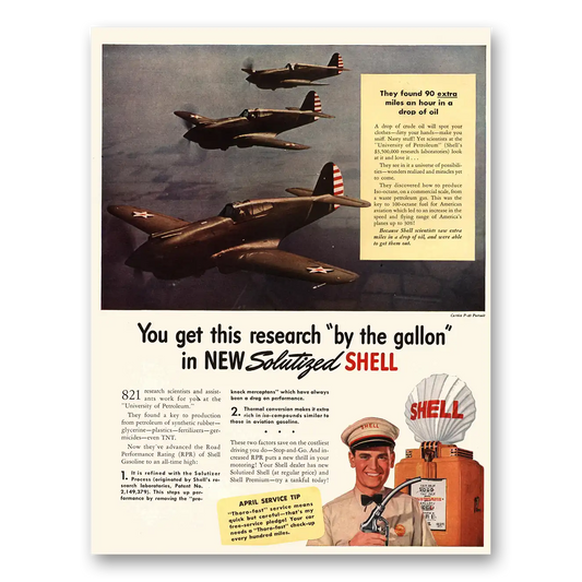 1941 Shell Gasoline Found 90 Extra Miles an Hour Vintage Magazine Print Ad