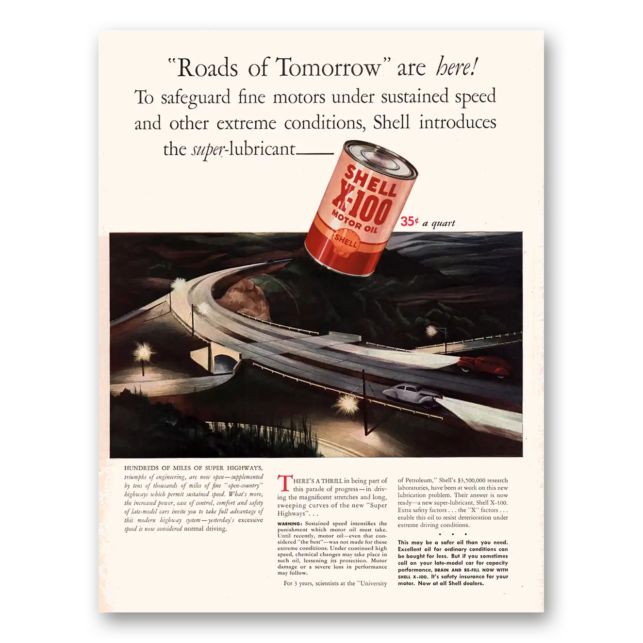 1941 Shell Motor Oil Roads of Tomorrow Are Here Vintage Magazine Print Ad