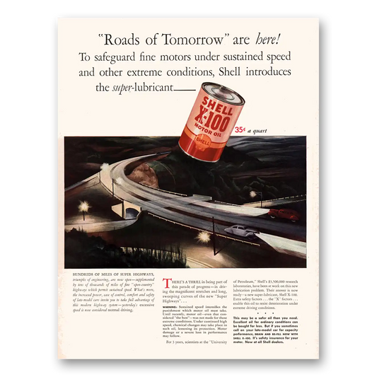 1941 Shell Motor Oil Roads of Tomorrow Are Here Vintage Magazine Print Ad