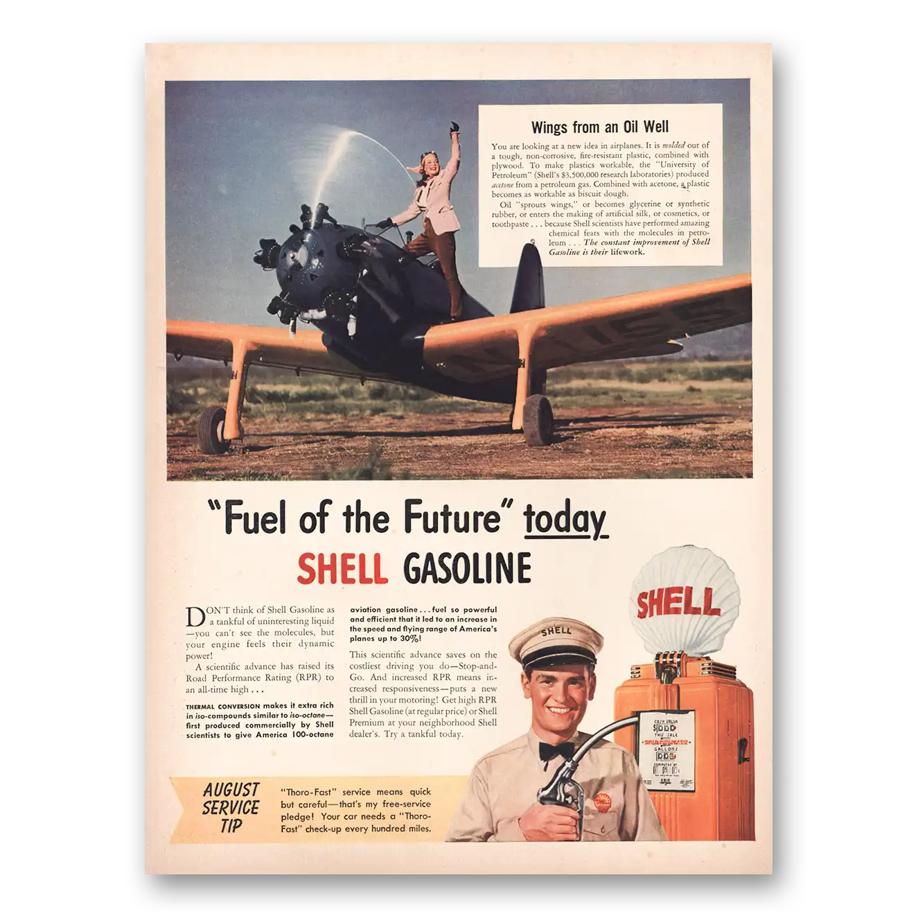 1941 Shell Gasoline Wings From an Oil Well Vintage Magazine Print Ad