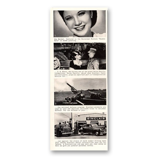 1941 Sinclair Una Merkel Double Date Vintage Magazine Print Ad