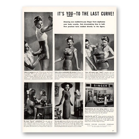 1941 Singer Sewing Machine You To the Last Curve Vintage Magazine Print Ad