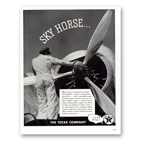 1941 Texaco Sky Horse Vintage Magazine Print Ad