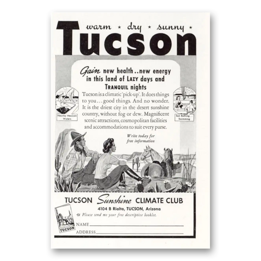 1941 Tucson Arizona Gain New Health Vintage Magazine Print Ad