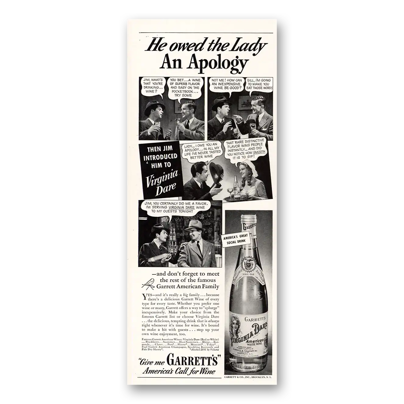 1941 Virginia Dare Wine Wine He Owed the Lady An Apology Vintage Magazine Print Ad